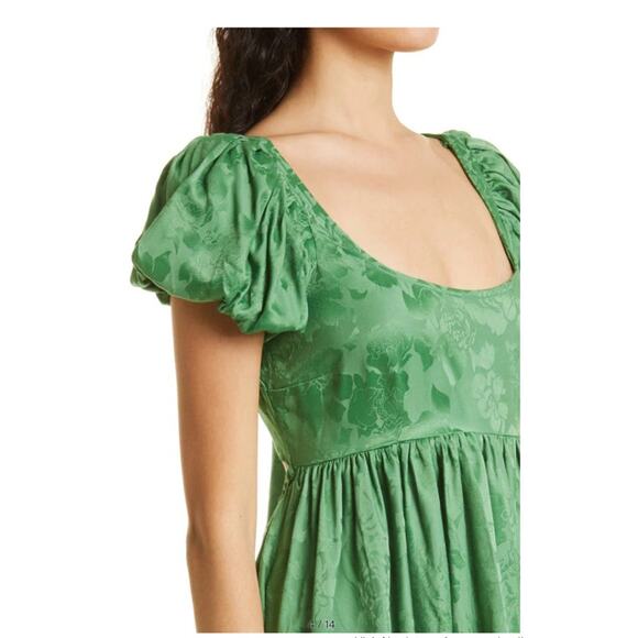 byTiMo Floral Jacquard Babydoll Mini Dress Emerald Green Size XXL NWOT - Picture 5 of 8